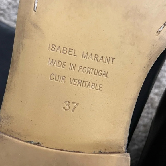 Isabel Marant Black Chess Leather Tall Boots Women's EU 37 Made in Portugal - Picture 10 of 16